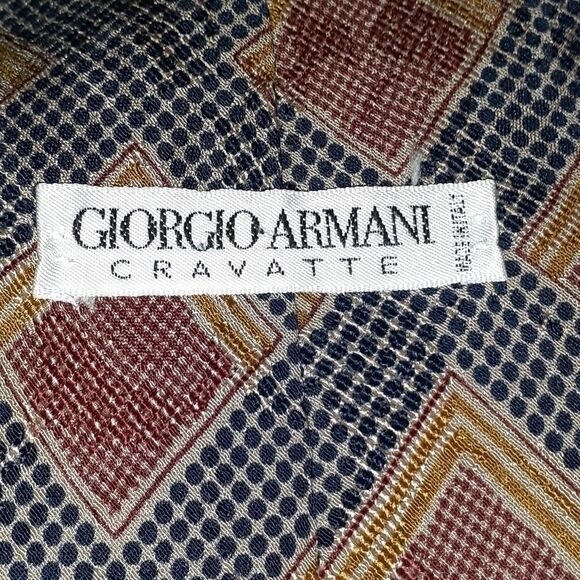 Giorgio‎ Armani Cravatte Silk Tie Geometric Squares - Picture 3 of 6